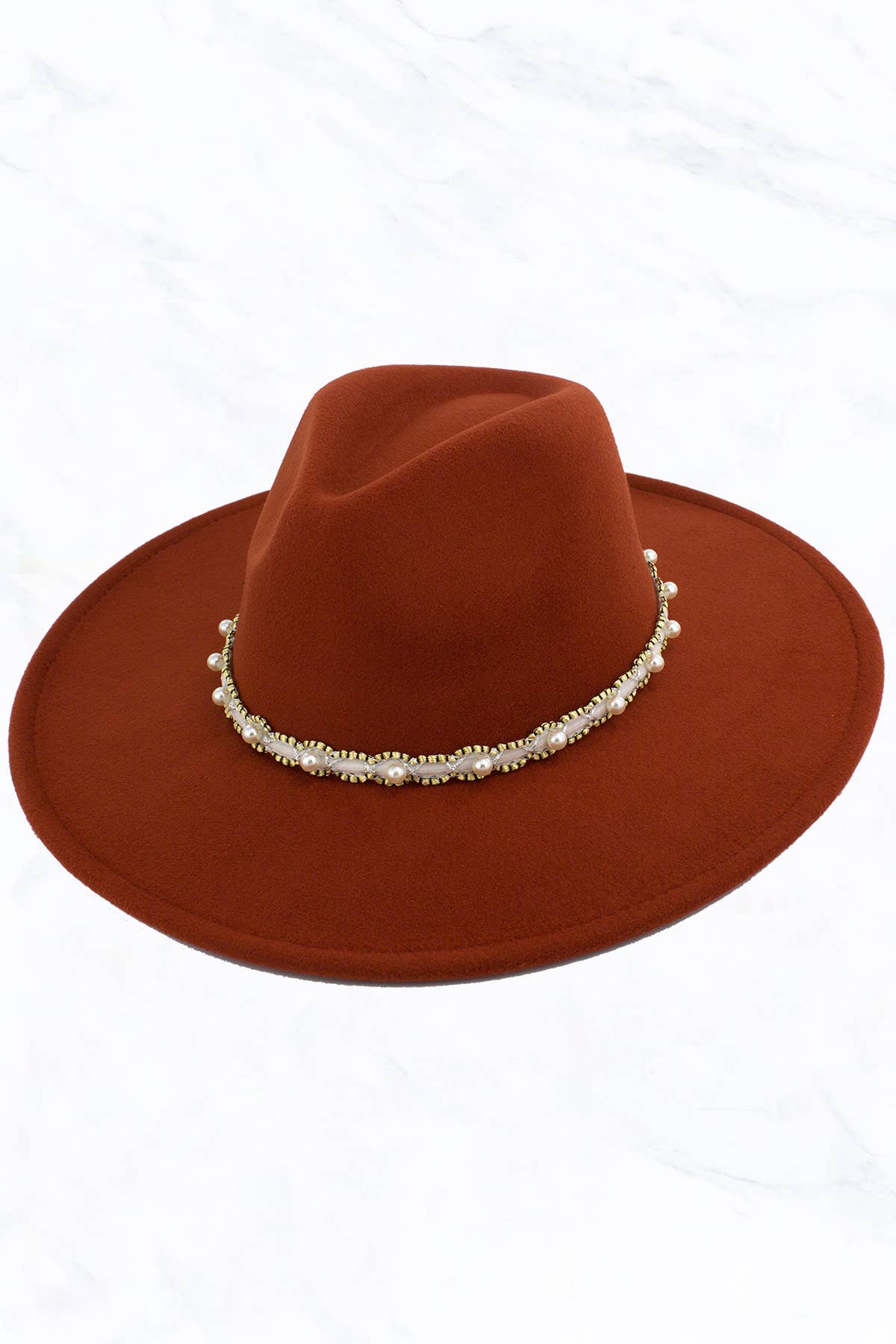 Suzie Q USA - Wholesale Fedora - Women's - Big Brim Peach Heart Top Jazz Hat with Pearl Belt18