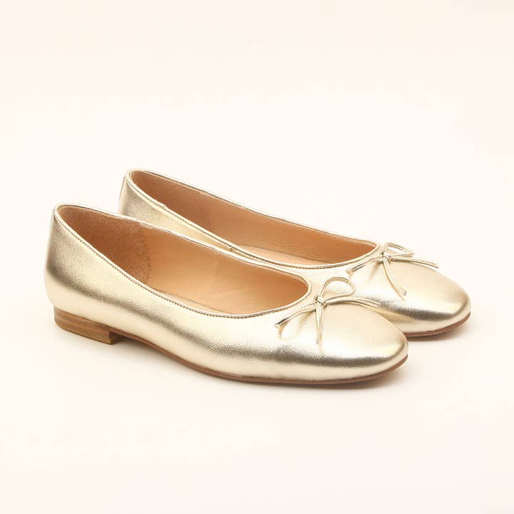 Round Ballet Flat - Gold for wholesale by Millwoods Shoes