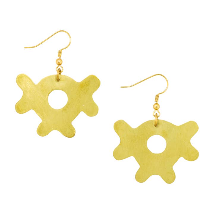 Orecchini Puzz Petite Circle in ottone spazzolato per la vendita all'ingrosso da parte di Exclusive SB Jewelry