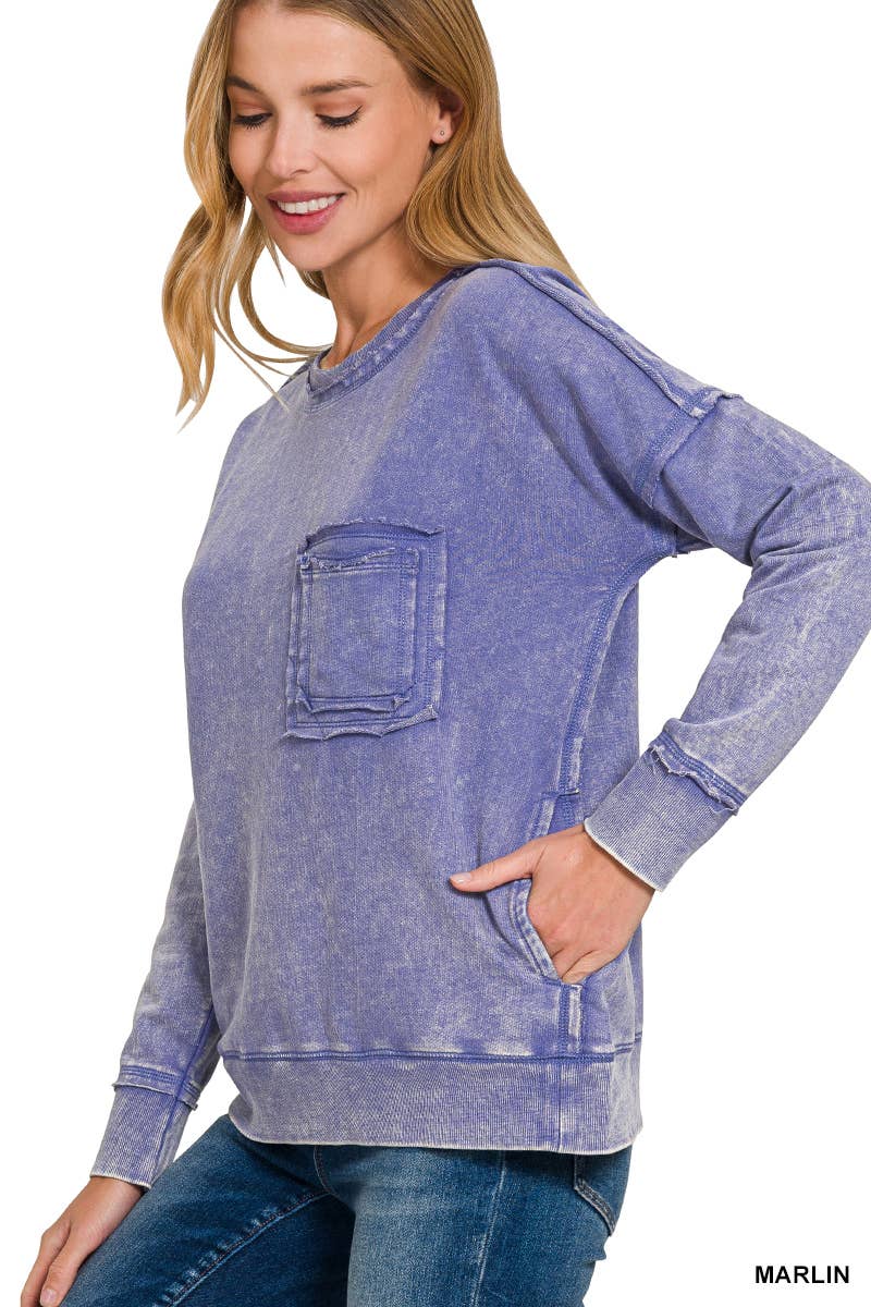 42POPS - Vendita all'ingrosso Felpa - Donna - Pullover in French Terry lavaggio acido.18