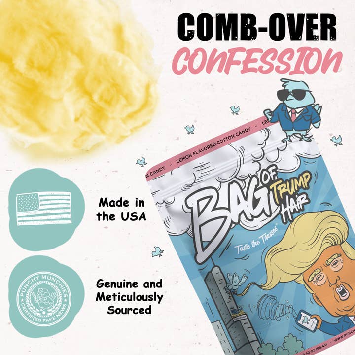 Punchy Munchies - Wholesale Cotton Candy - Bag of Trump Hair – Lemon-Flavored Cotton Candy