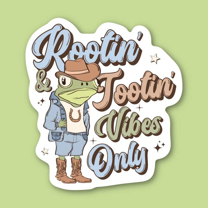 Sage and Virgo - Wholesale Sticker - Rootin & Tootin Vibes Only, Cowboy Frog Sticker0