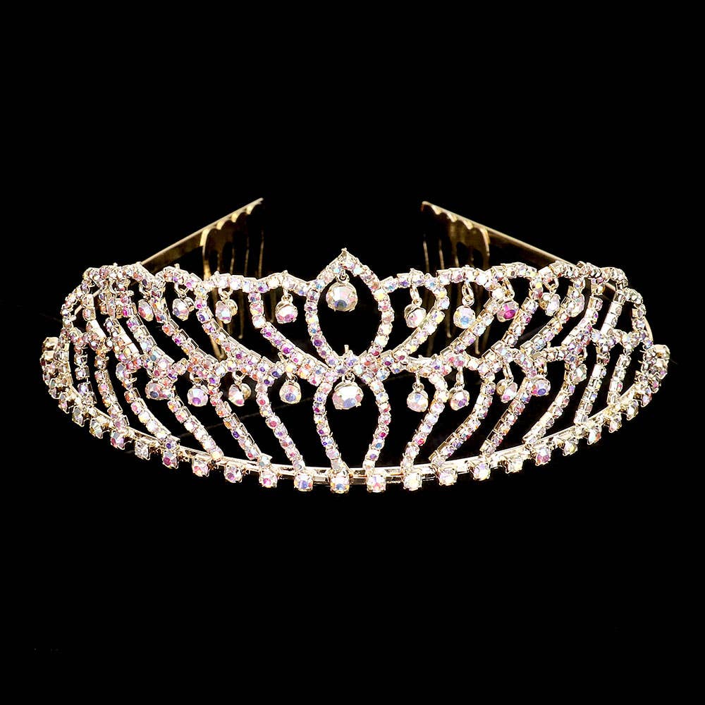 Sensibling Corp. - Wholesale Tiara - Women's - Rhinestone Crystal Dangle Pageant Princess Tiara7