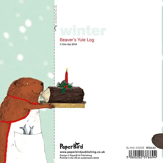 Paper Bird Publishing - Wholesale Christmas Card - Beaver's Yule Log (Greeted)1