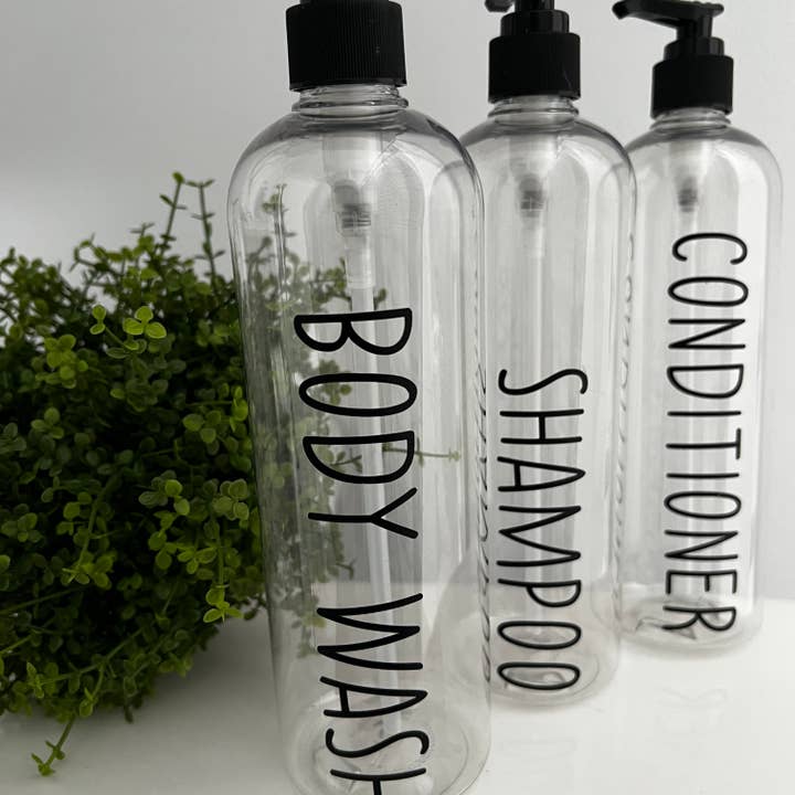 Block Tall Skinny Shower Bottle Set for wholesale by Bridget Jane