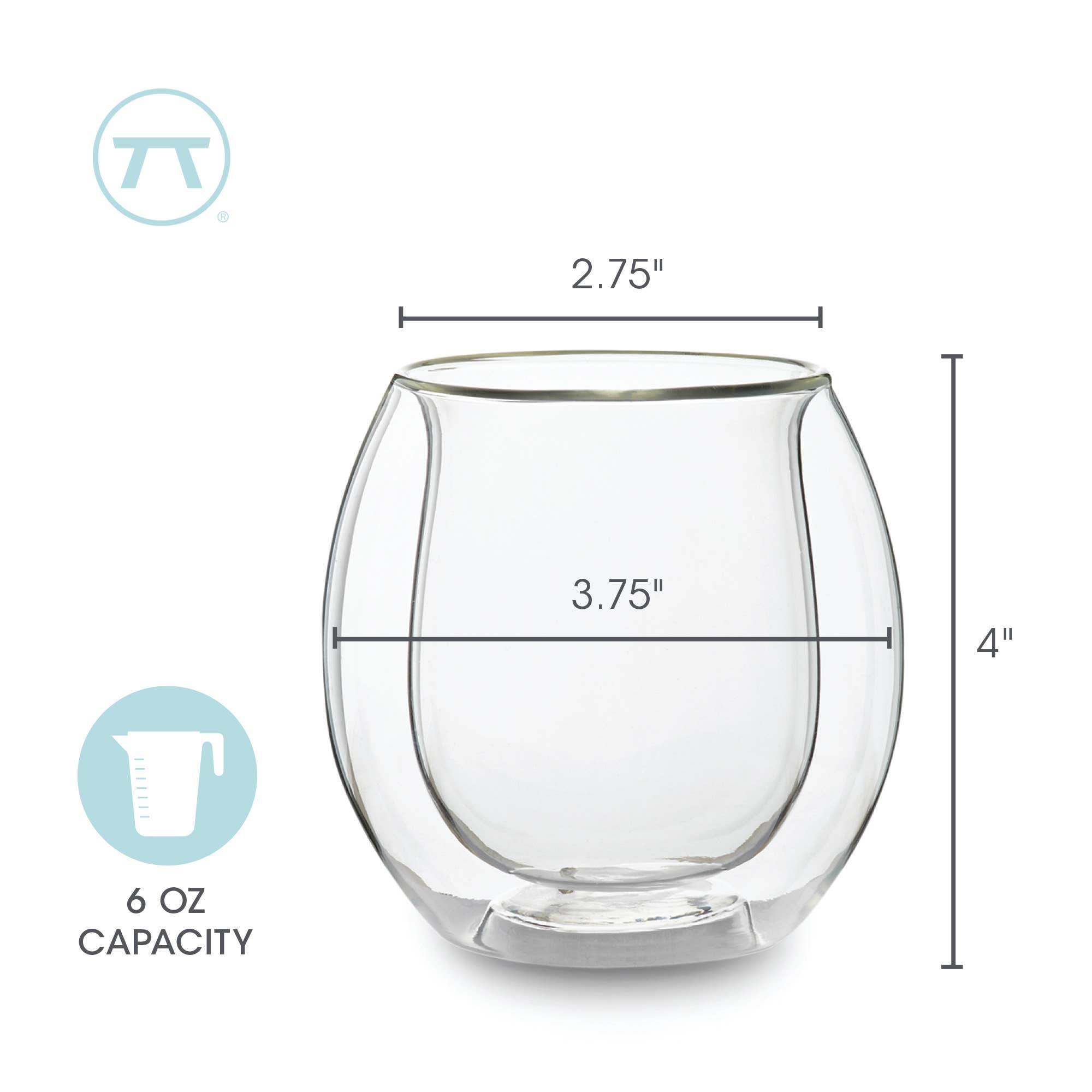 Fox Run Brands - Wholesale Cocktail/Liquor Glass - Outset Double Wall Whiskey Glasses Set, 6-Ounce4