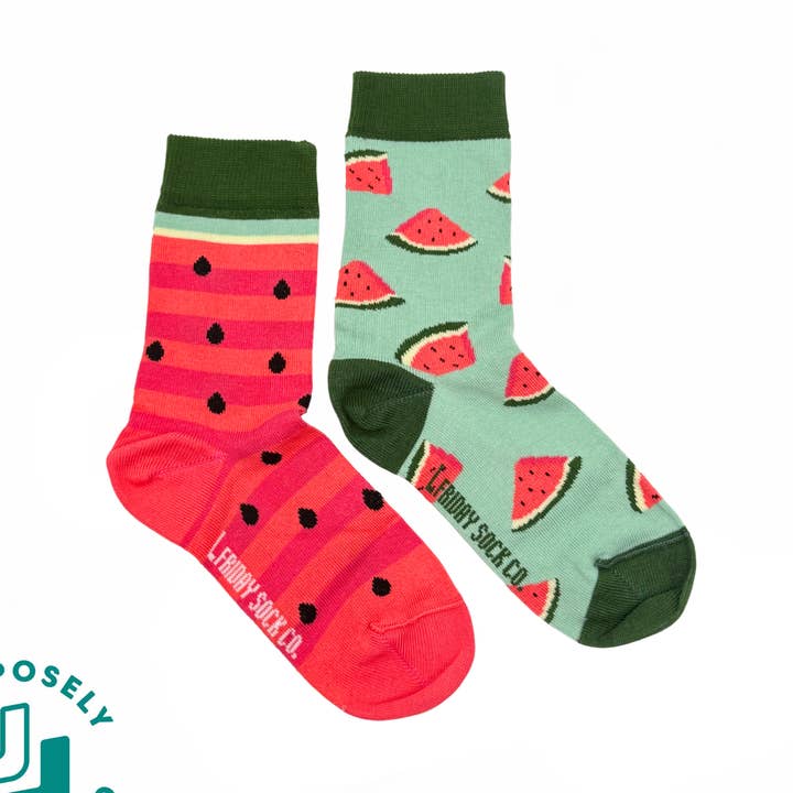 Kid's Watermelon Socks for wholesale by Friday Sock Co.