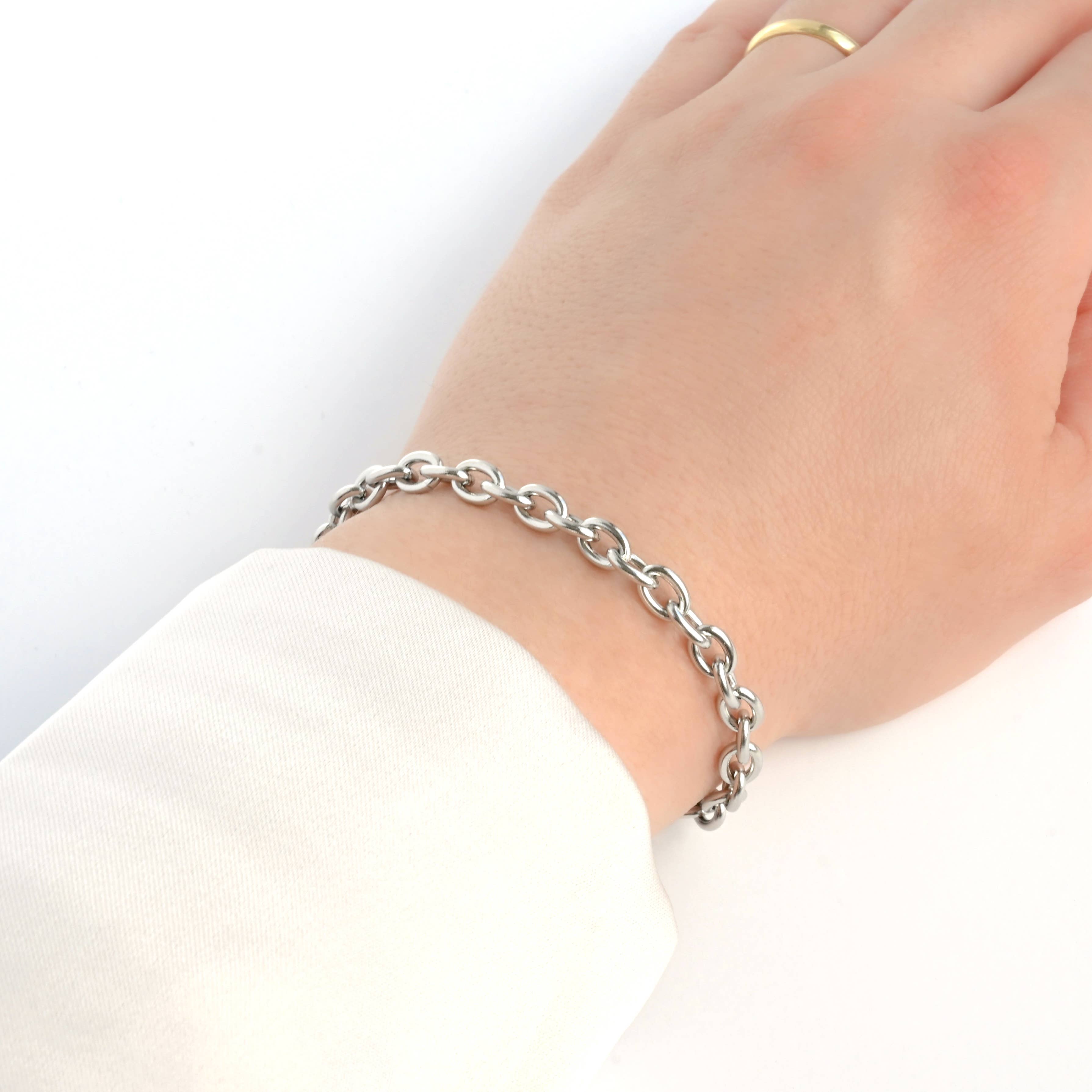 Blueyejewelry - Vente Bracelets maillon et chaîne - Bracelets audacieux en acier inoxydable - Bracelet épais en or et en argent11