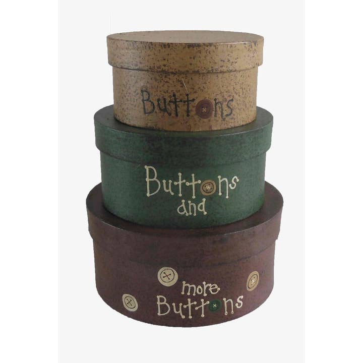 Round Nesting Boxes "Buttons", Stackable, Set of 3 - 2" H, 2.5" H, 2.75" H for wholesale by Birch Maison