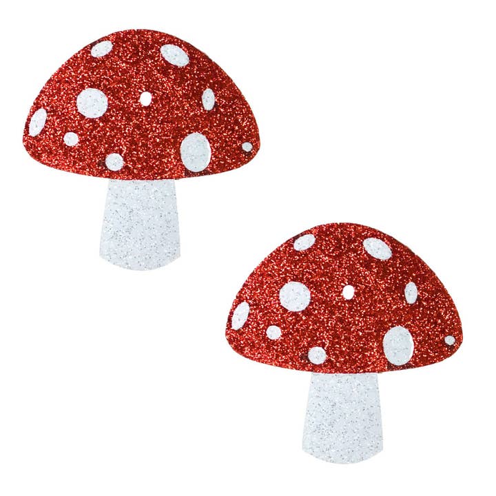 Almost Emoji Sparkly Red Shroom Nipple Cover Pasties for wholesale on Faire