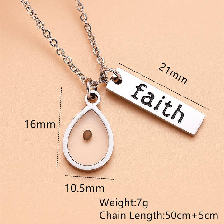 Gemcohub - Wholesale Pendant/charm necklace - Stainless Steel Faith Mustard Seed Necklace9
