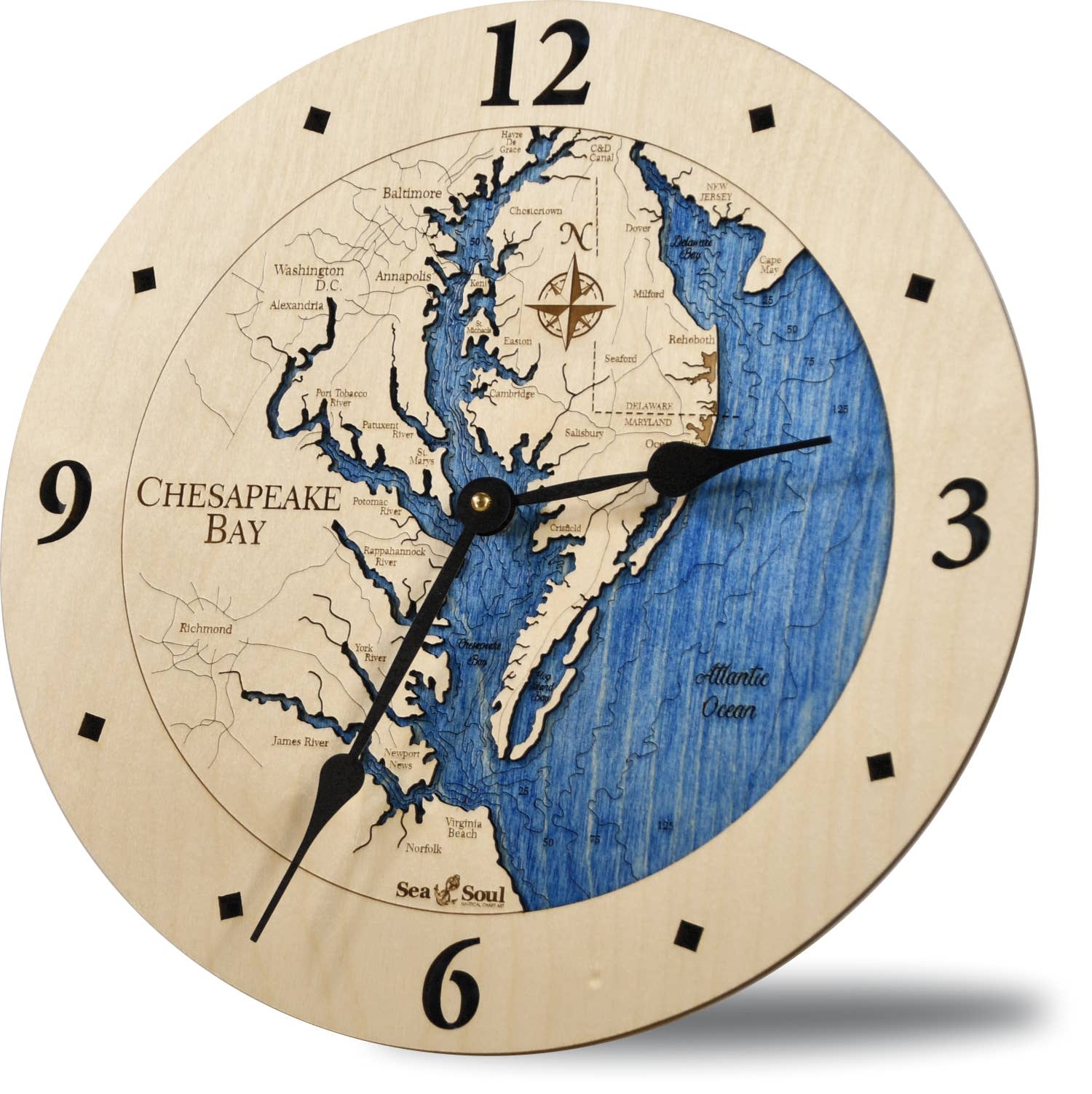 Sea & Soul Nautical Chart Art – wholesale Karta – Chesapeake Bay Topografiska nautisk 3D trä karta heminredning10
