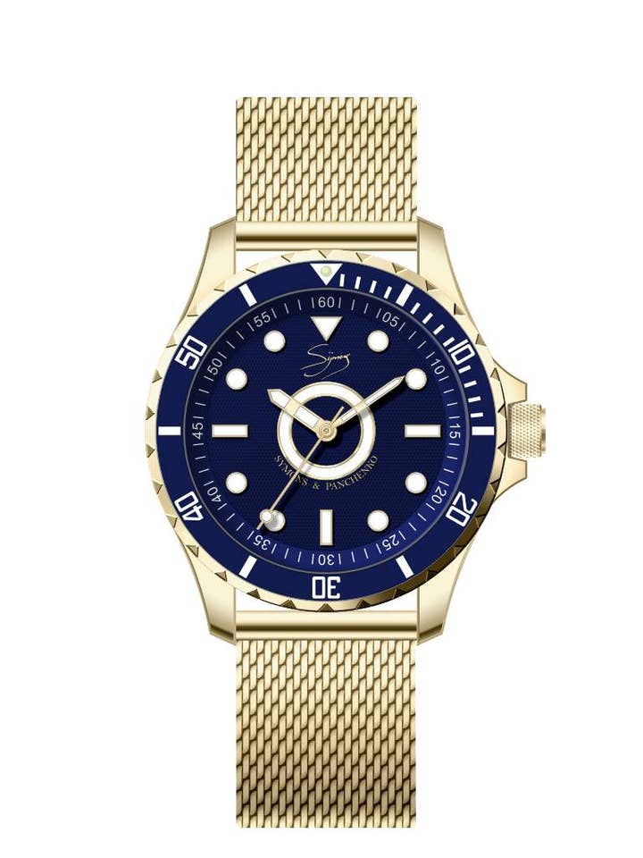 Power Mesh Brera double plated yellow gold 3-hand 10 ATM for wholesale by Symons & Panchenko