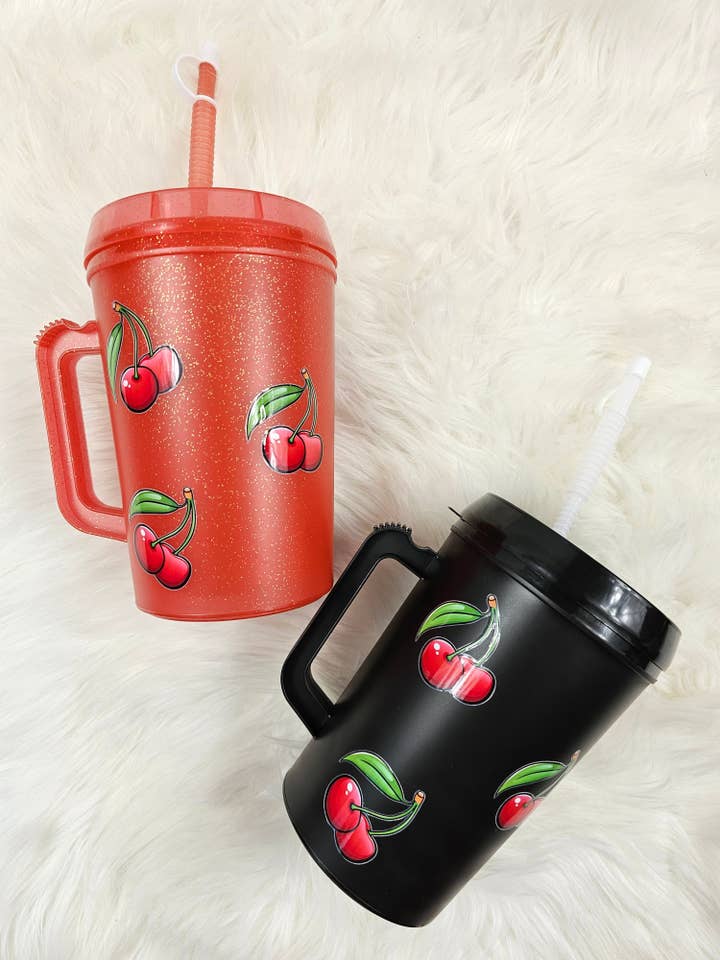 'Red Cherry' Full UV Wrap Mega Trucker Mug 34oz for wholesale by Scratch Decor