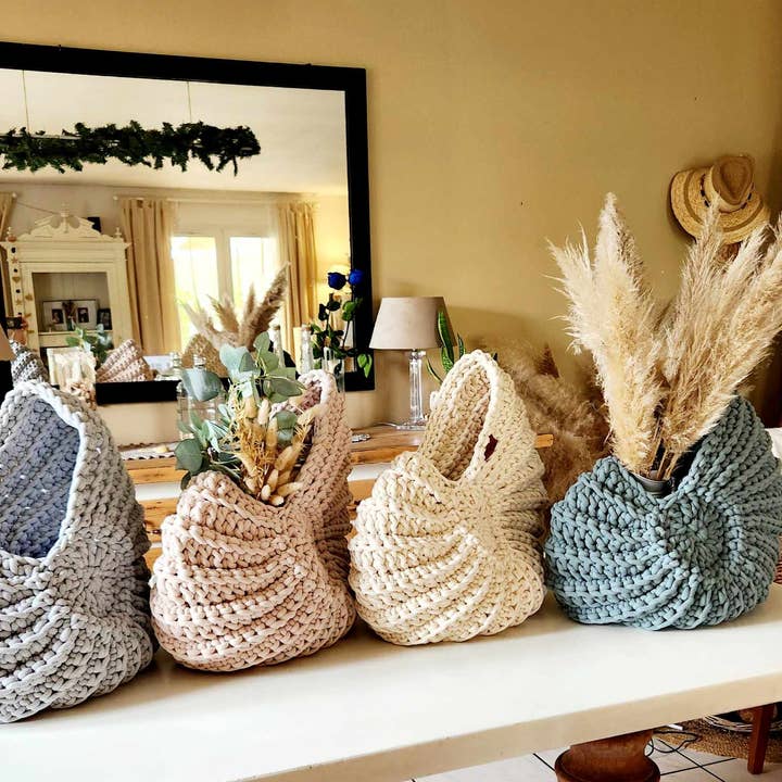 Naturalmarjory - Wholesale Basket - Ammonite XXL decorative basket “shells” in bohemian style,6