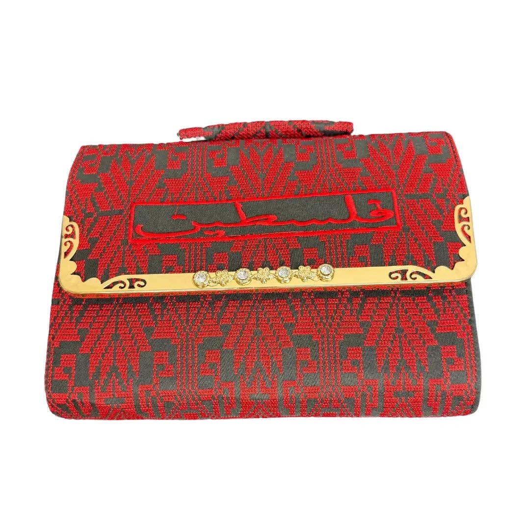 Palestinian Elegance - Wholesale Clutch Bag - Women's - Red Palestine Handbag - High-Quality & Culturally Inspired L7XW10XH2 inches0