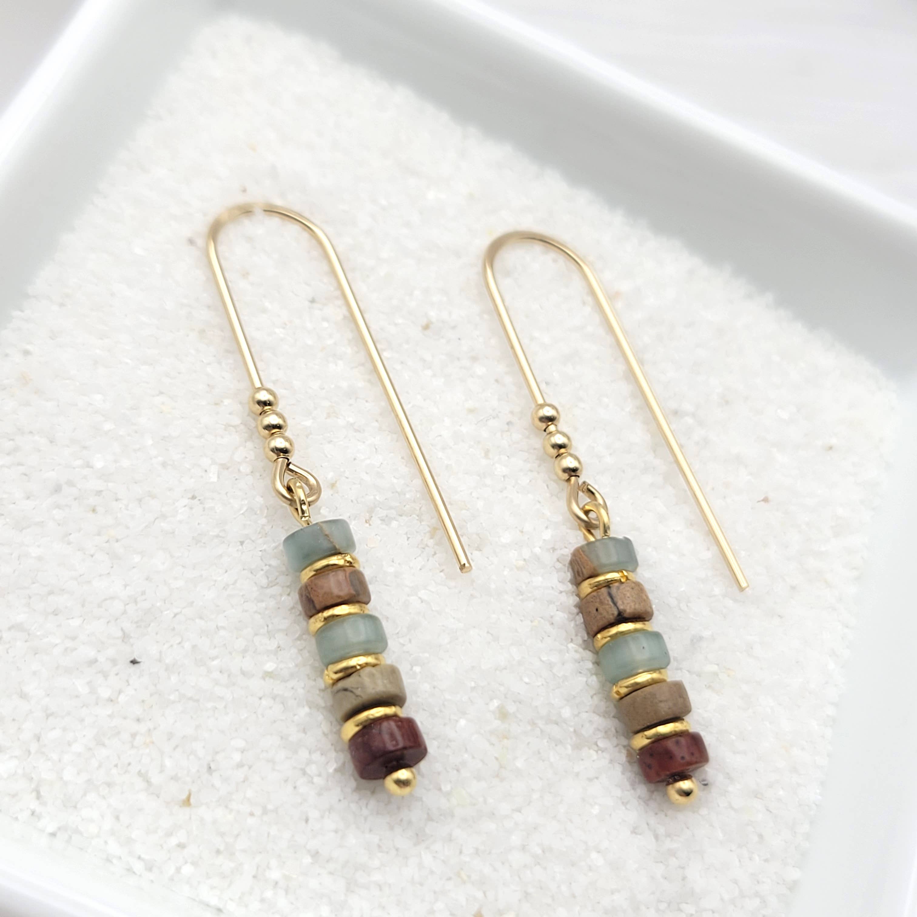 Bijou by SAM - Wholesale Dangle Earrings - Earth Tone Beads and 14K Gold Filled Dangle Earrings