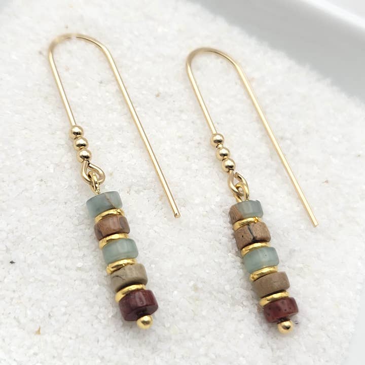 Bijou by SAM - Wholesale Dangle Earrings - Earth Tone Beads and 14K Gold Filled Dangle Earrings0