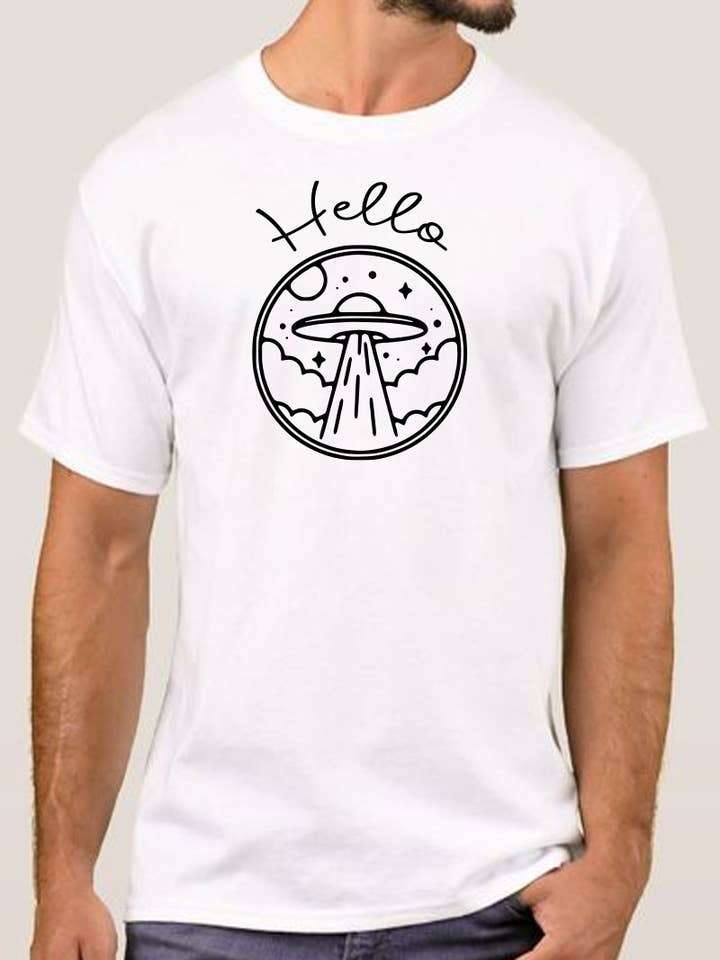 M7010 UFO Unisex bomuldsskærmtrykt T-shirt for engroshandel hos HARANG