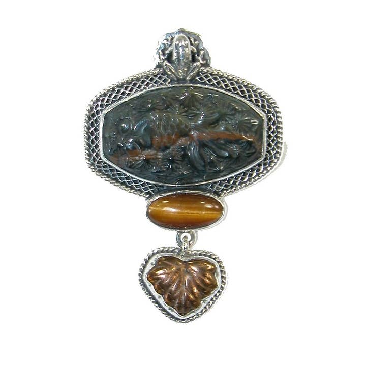 Tiger Eye Sterling Pin Pendant for wholesale by Amy Kahn Russell
