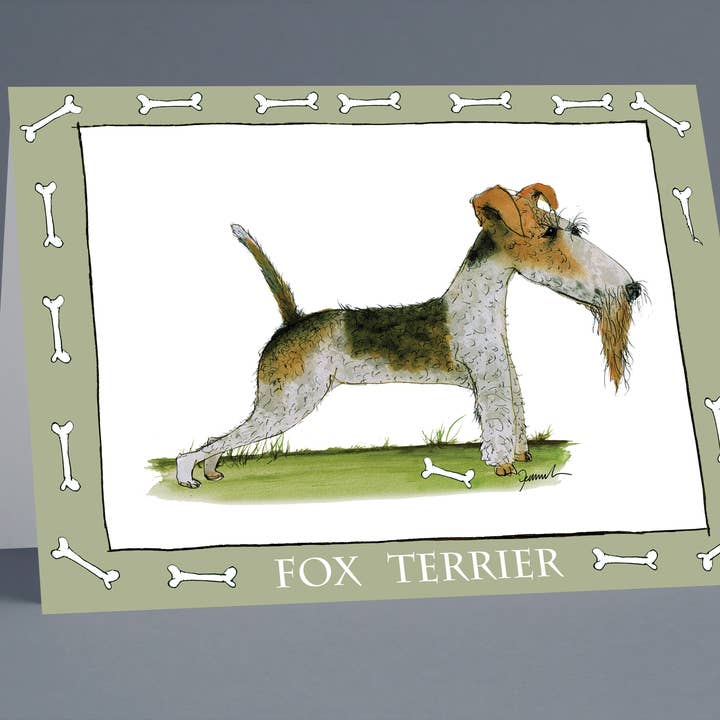 Fox Terrier greeting cards (pack of 6) for wholesale by Tony Fernandes Design