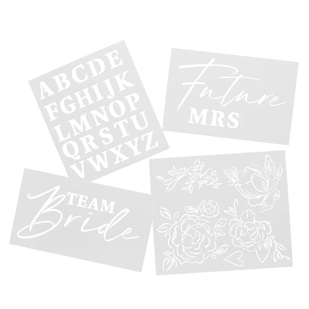 Hootyballoo by Club Green – wholesale Stencil/craft die – Bride To Be Stencil Set 4 Pack3