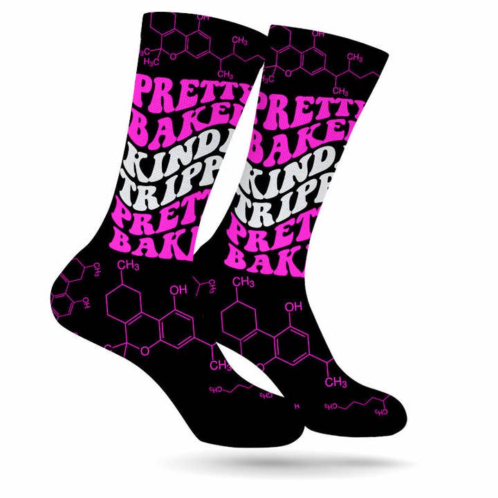 Pretty Baked Pink WEED SOCKS for wholesale by StonerDays Apparel