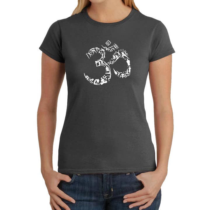 LA Pop Art - Wholesale Screen Printed T-Shirt - Women's - LA Pop Art Women's Word Art T-Shirt - THE OM SYMBOL5