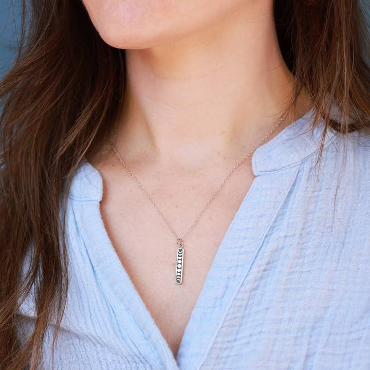 Nina Designs - Wholesale Pendant/Charm Necklace - Sterling Silver or Bronze Vertical Moon Phase Necklace