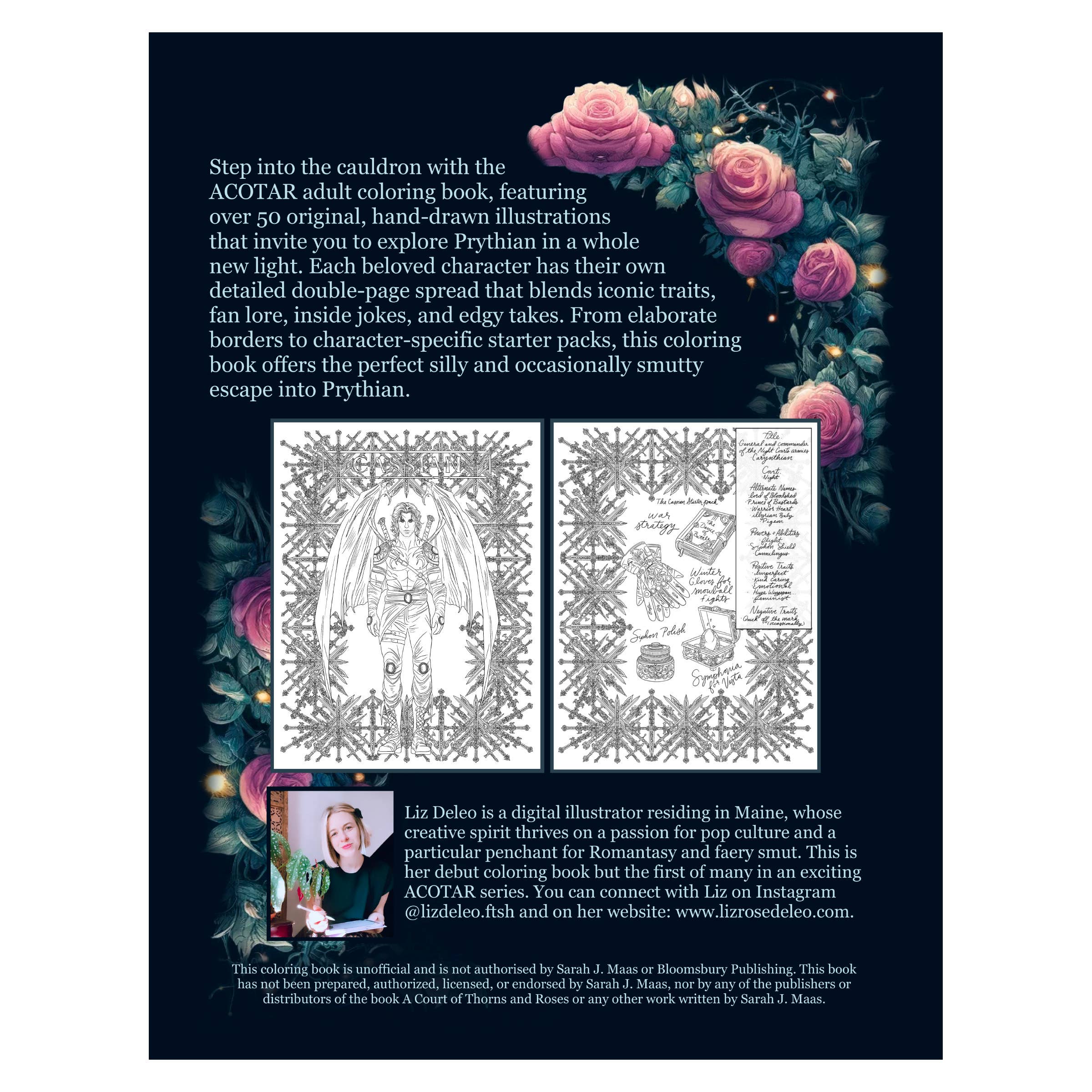 Liz Deleo - Full Time Side Hustle - Wholesale Coloring & Activity Book - Adult - The A Court of Thorns and Roses Adult Coloring Book1