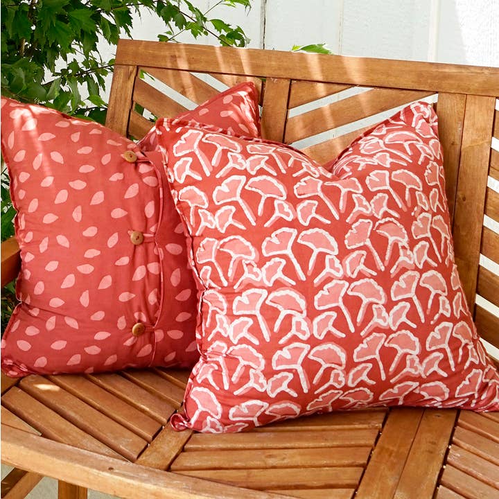 Pillow Cover: Ginkgo - Rust-Organic for wholesale by Global Mamas