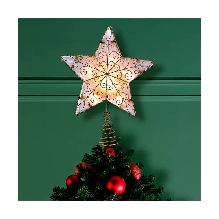 Kurt S. Adler, Inc. - Wholesale Tree Topper - UL 10 Light 8.5" Gold Refl Star Tree Topper8