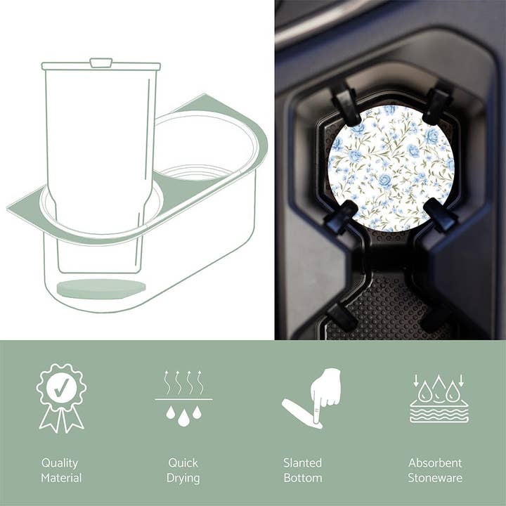 Clairmont & Co - Wholesale Car Coaster - Women's - Floral Pattern, Car Coaster, Chinoiserie, Stocking Stuffer6