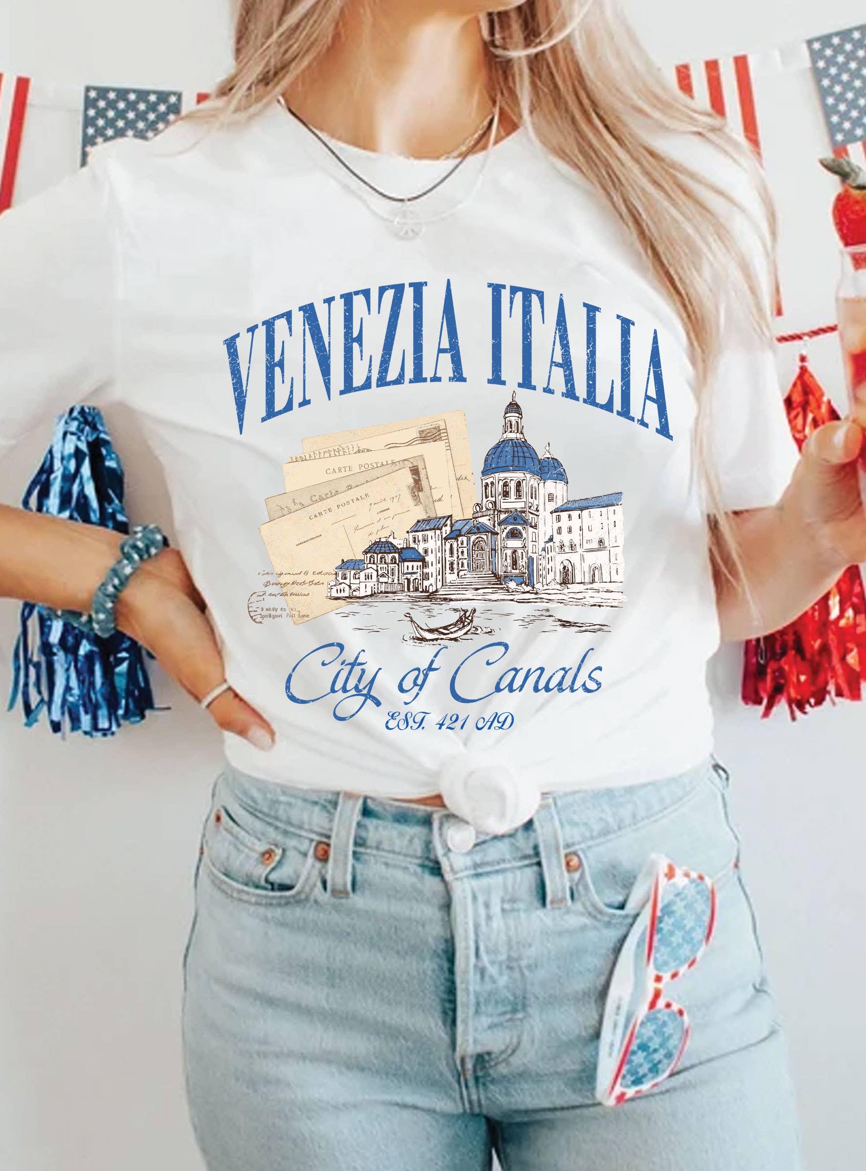 Rustee Clothing - Vendita all'ingrosso Maglietta serigrafata - Donna - MAGLIETTE GRAFICHE VENEZIA ITALIA CITTÀ DEI CANALI 0