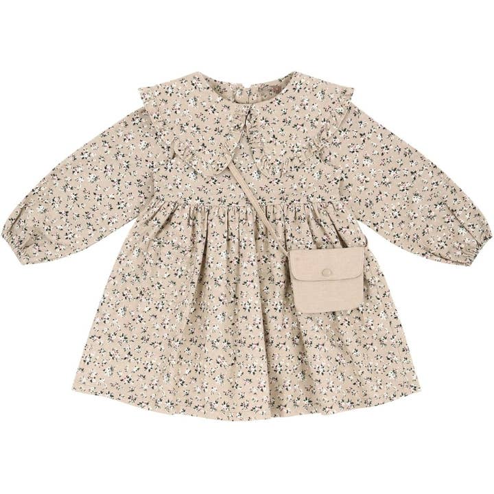 Bloemenprint jurk met kraag en mini tas voor wholesale door ToTo Heros