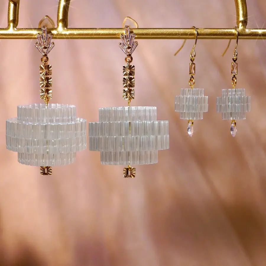 Lassoed Moon - Wholesale Dangle Earrings - Teeny Tiny Crystal Chandelearrings2