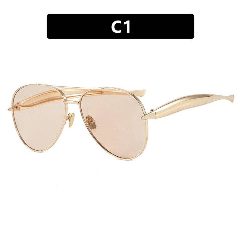 Ekartini - Wholesale Sunglasses - Women's - Retro Metal Full Frame Aviator Sunglasses5
