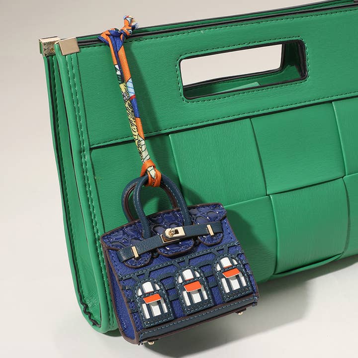 Sensibling Corp. - Wholesale Keychain - Women's - House Printed Faux Leather Mini Purse / Bag Charm