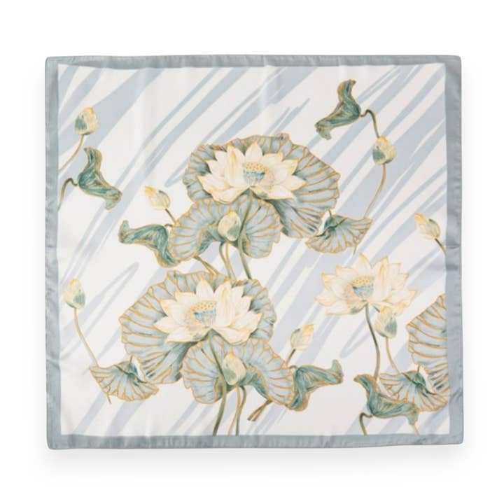 LA Jewelry Plaza - Wholesale Scarf - Women's - Lotus Print Silky Square Scarf2