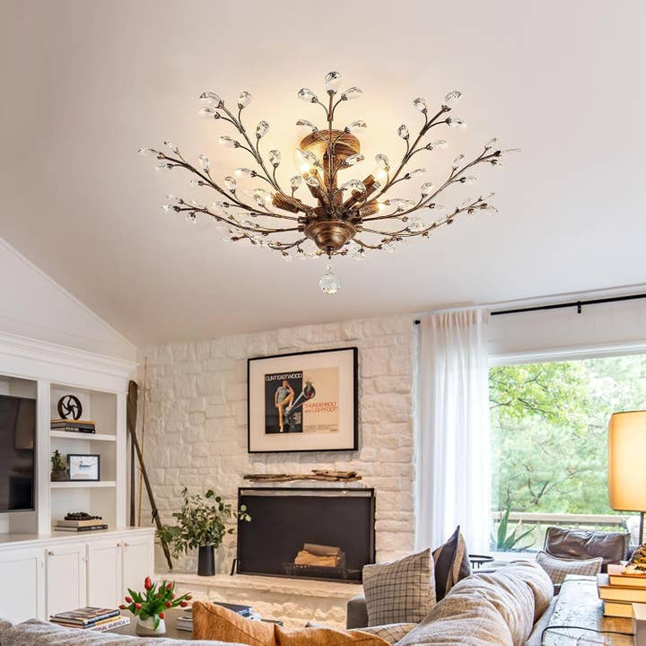 Five Light Vintage Crystal Chandelier Bronze Fixture for wholesale on Faire6