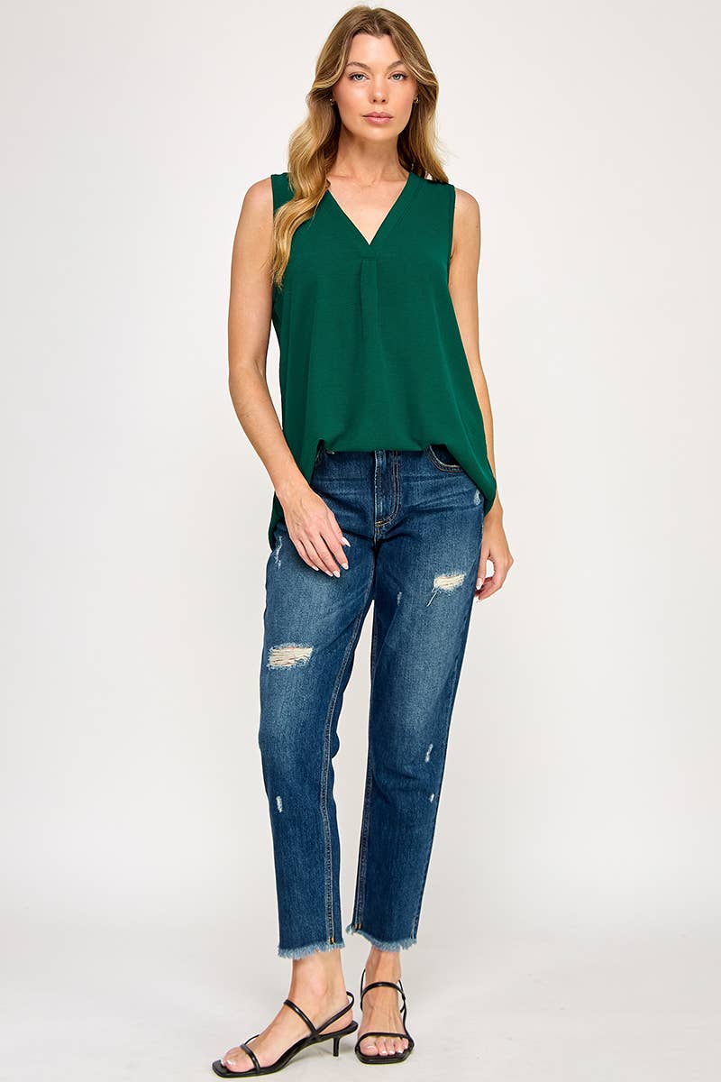 FSL Apparel - Wholesale Blouse - Women's - ST1560 - SOLID WOVEN V-NECK WORK WEAR CASUAL TOP28