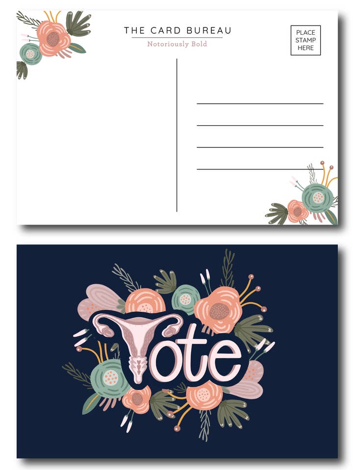 Abortion Rights Vote Floral Postcard for wholesale by The Card Bureau