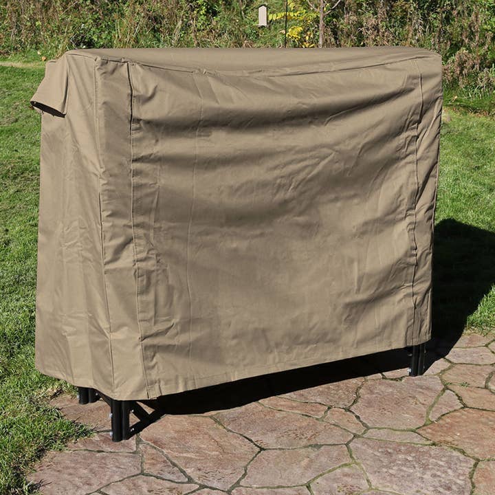 4 ft Weather-Resistant Firewood Log Rack Cover - Khaki for wholesale by Sunnydaze Decor