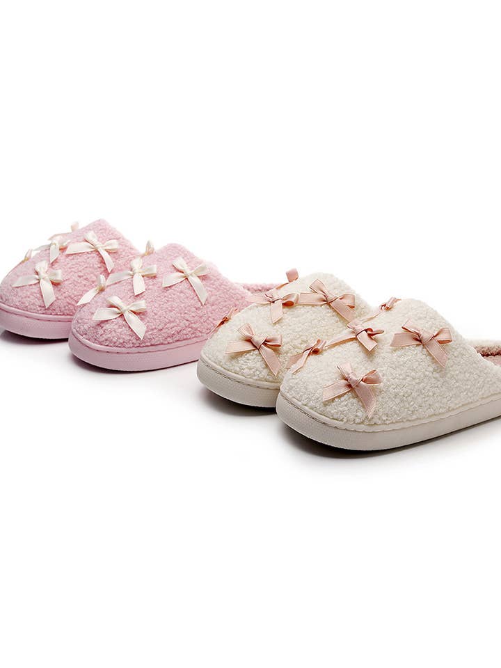 Chaussons en peluche en coton avec nœud rose pour fille mignonne ZK3358 pour la vente par UNISHE