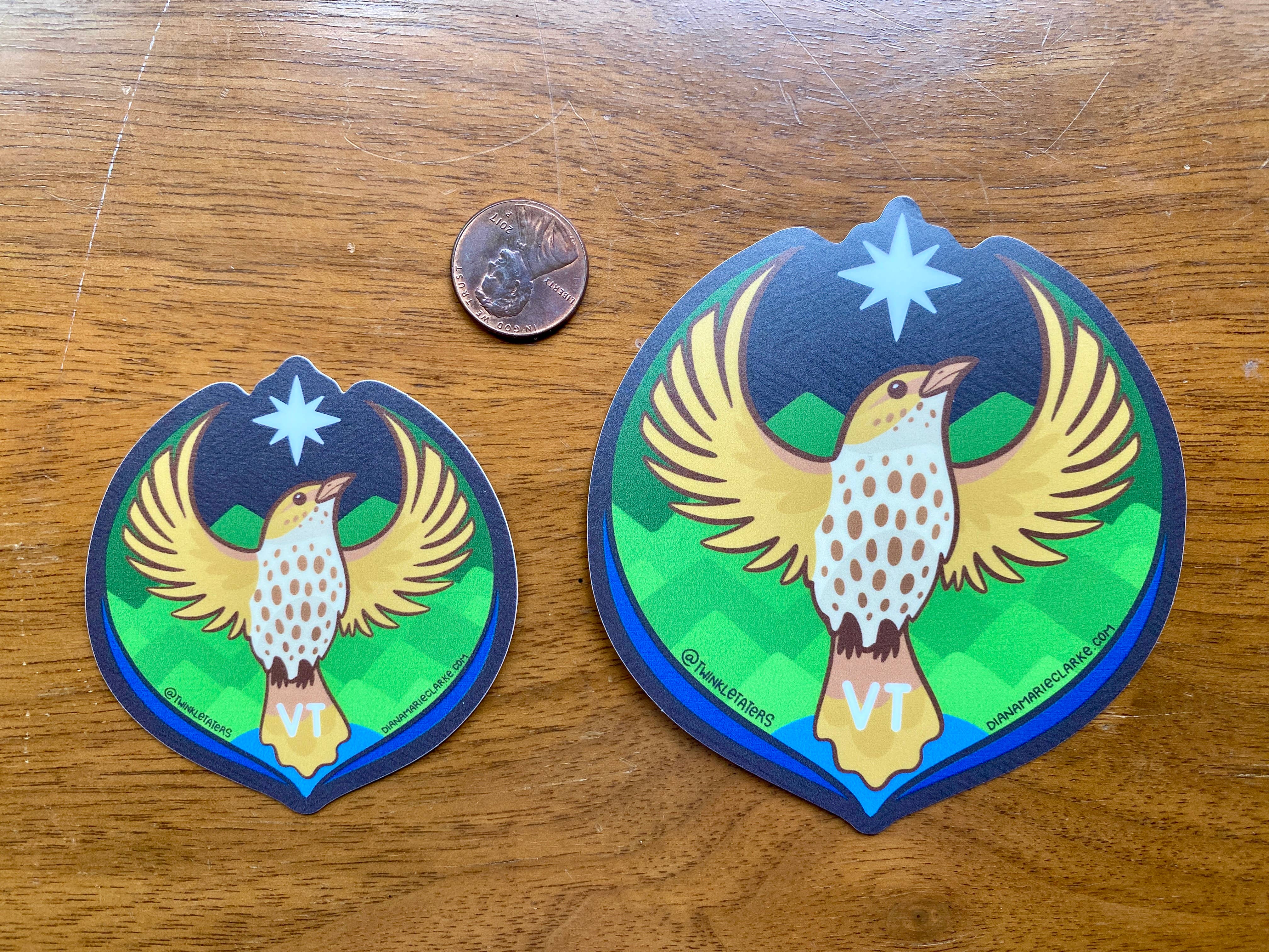 Designs by Diana - twinkletaters - Wholesale Sticker - Vermont Rebel Thrush Vinyl Sticker4