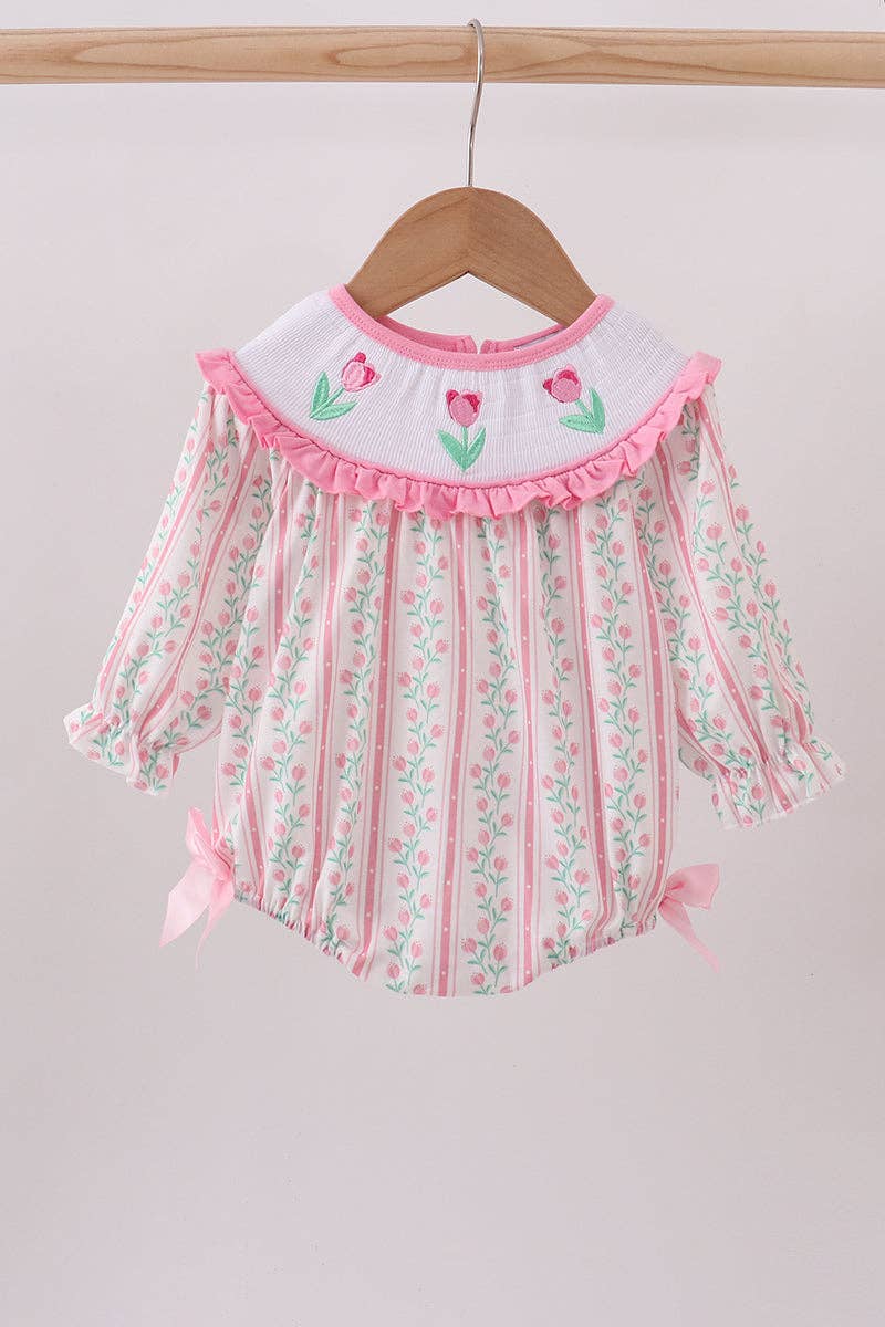 Mom & Co. - Wholesale Bodysuit (Non-Footed) - Baby - Floral tulip smocked bow bubble0