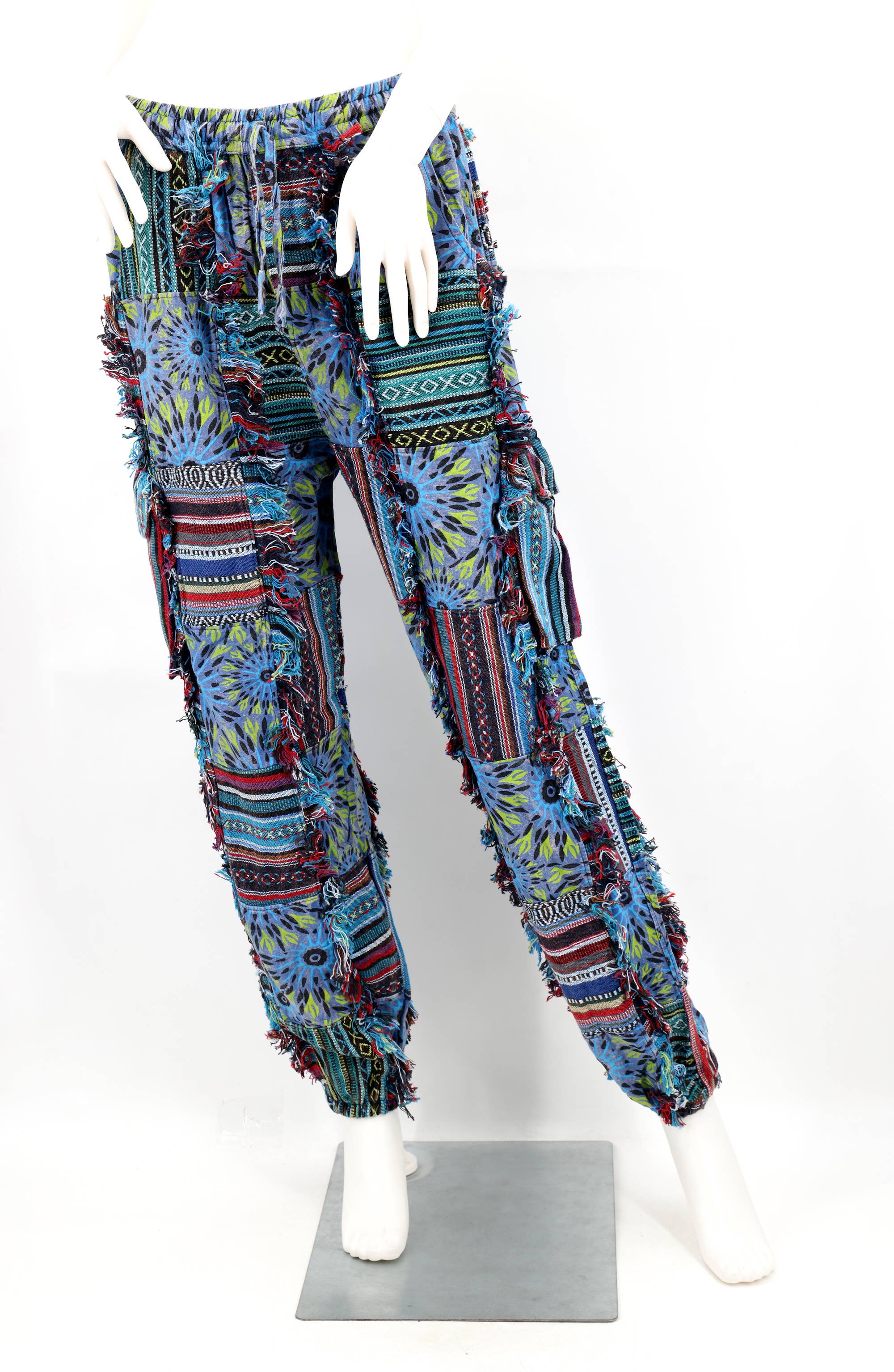 Himalaya Handmade - Wholesale Pants - Unisex - Cotton Hippie Handmade Harem Gheri Patchwork Fringe Bohemian Pants2