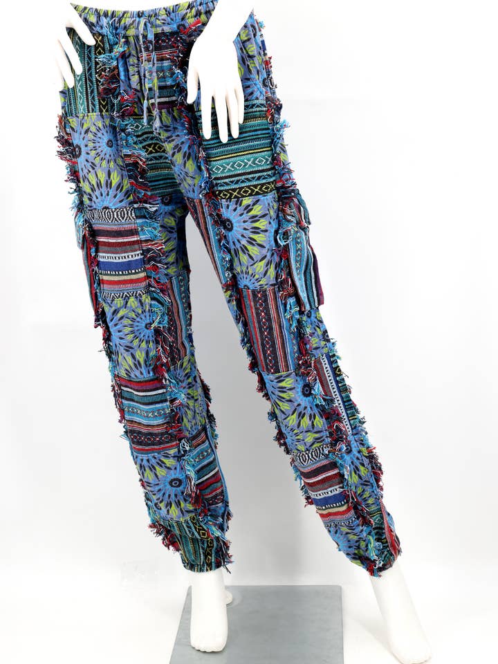 Himalaya Handmade - Wholesale Pants - Unisex - Cotton Hippie Handmade Harem Gheri Patchwork Fringe Bohemian Pants2