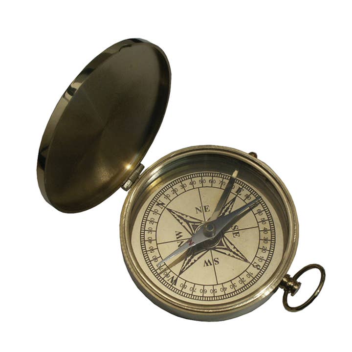 Madison Bay Co. - Historical Home Decor Reproductions - Wholesale Navigational Compass - 3" Flip-Top Solid Polished Brass Pocket Compass