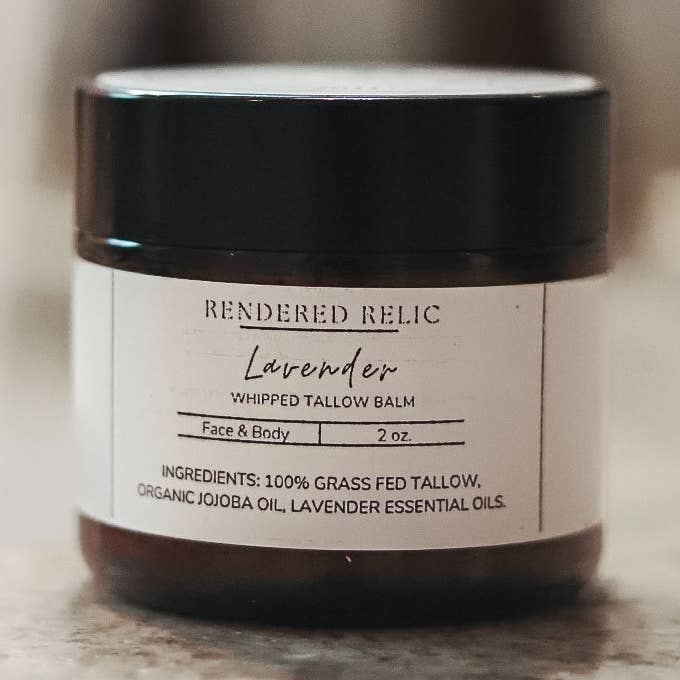 Organic Whipped Lavender tallow for wholesale by Rendered Relic LLC.